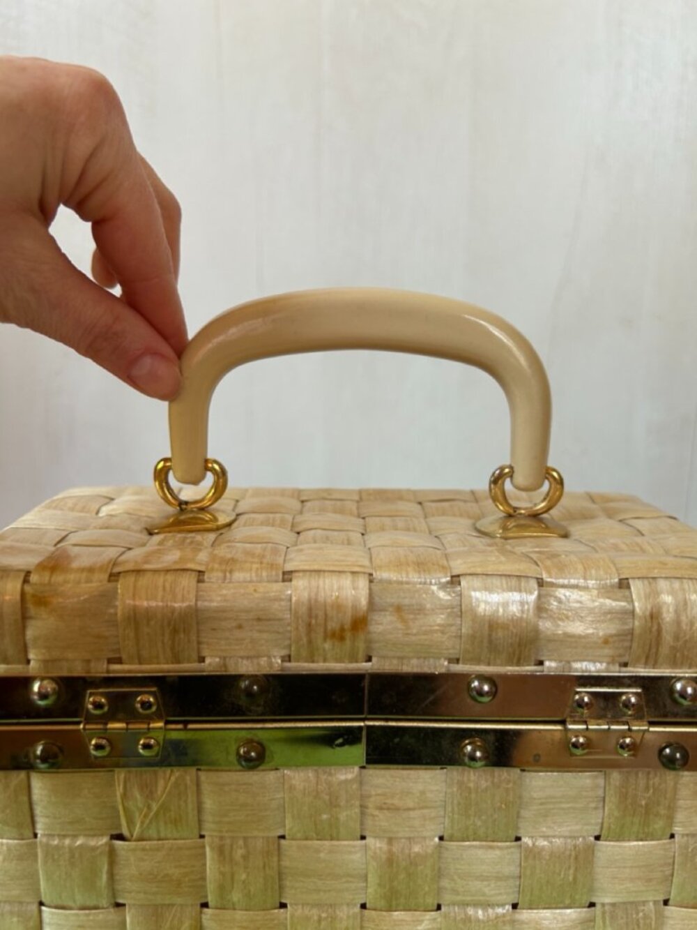 Vintage 1960s Gaymode Italy Woven Box Handbag - Picture 6 of 14
